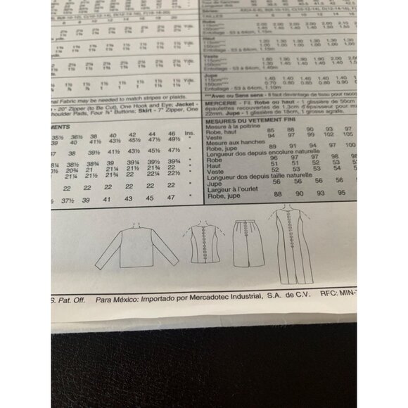 McCall's Misses Dress Shirt Coat Skirt Sewing Pattern Sz 16 - 20 8462 - Uncut - Picture 7 of 9